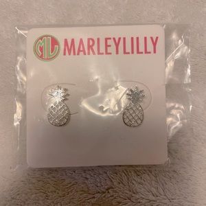 MarleyLilly Silver Pineapple Stud Earrings (Still in Package)